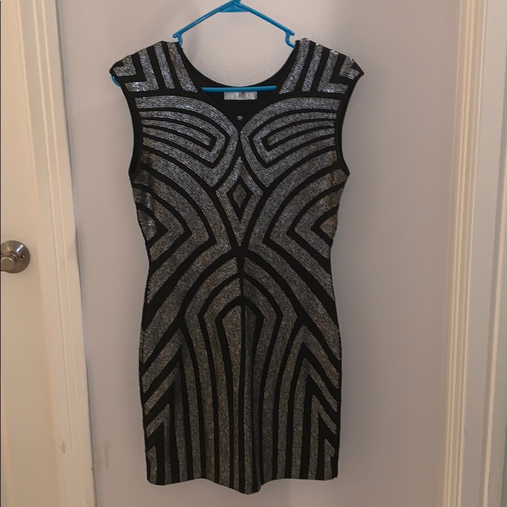Black sequined bodycon dress